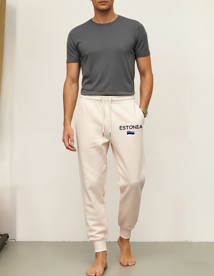 Pantalon Blanc Molletonné Confortable Jogging Homme Estonie - Beige