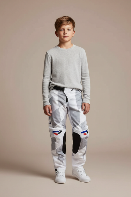 Pantalon Blanc Motocross Enfant Racing Combinaison Sportive - Polyester