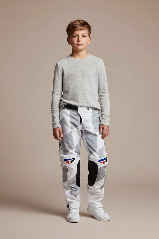 Pantalon Blanc Motocross Enfant Racing Combinaison Sportive - Polyester