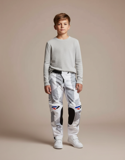 Pantalon Blanc Motocross Enfant Racing Combinaison Sportive - Polyester
