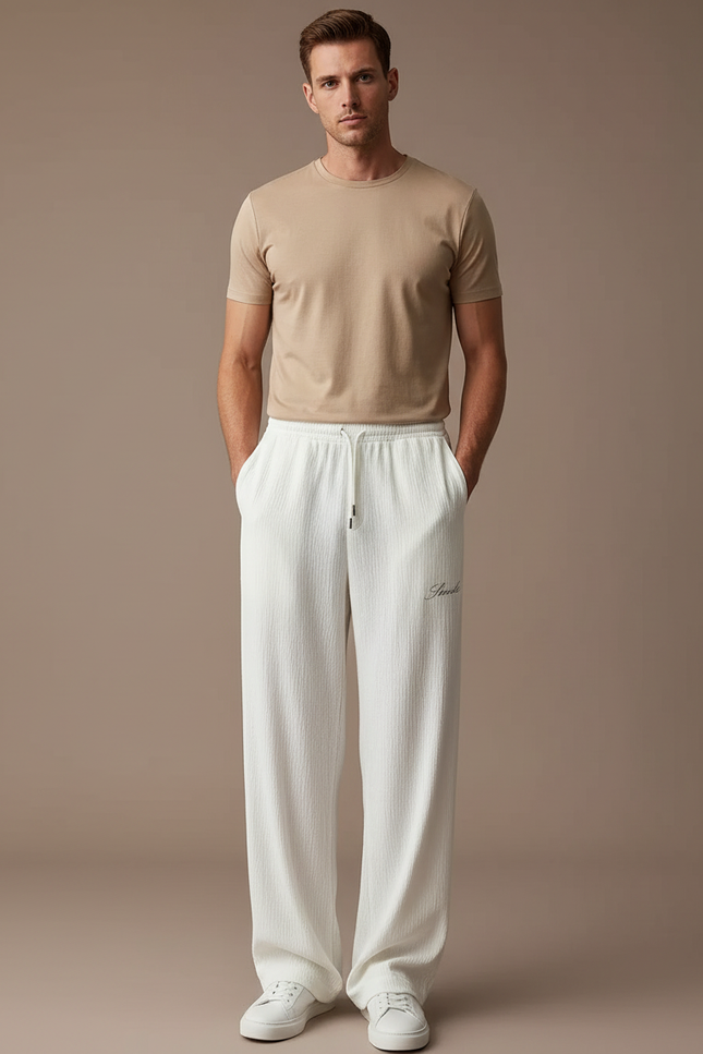 Pantalon Blanc Ample Léger Droit Décontracté Homme - Lin