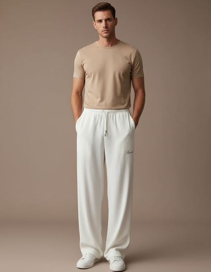 Pantalon Blanc Ample Léger Droit Décontracté Homme - Lin