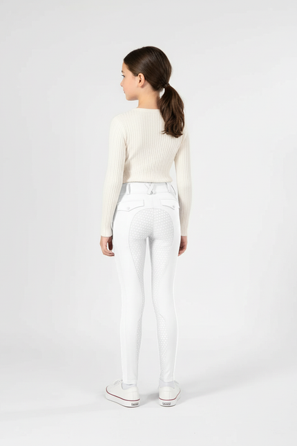 Pantalon Blanc Équestre Fille Slim Silicone Motif - Polyester