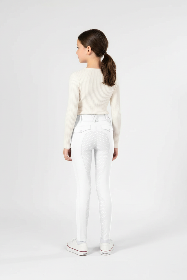 Pantalon Blanc Équestre Fille Slim Silicone Motif - Polyester