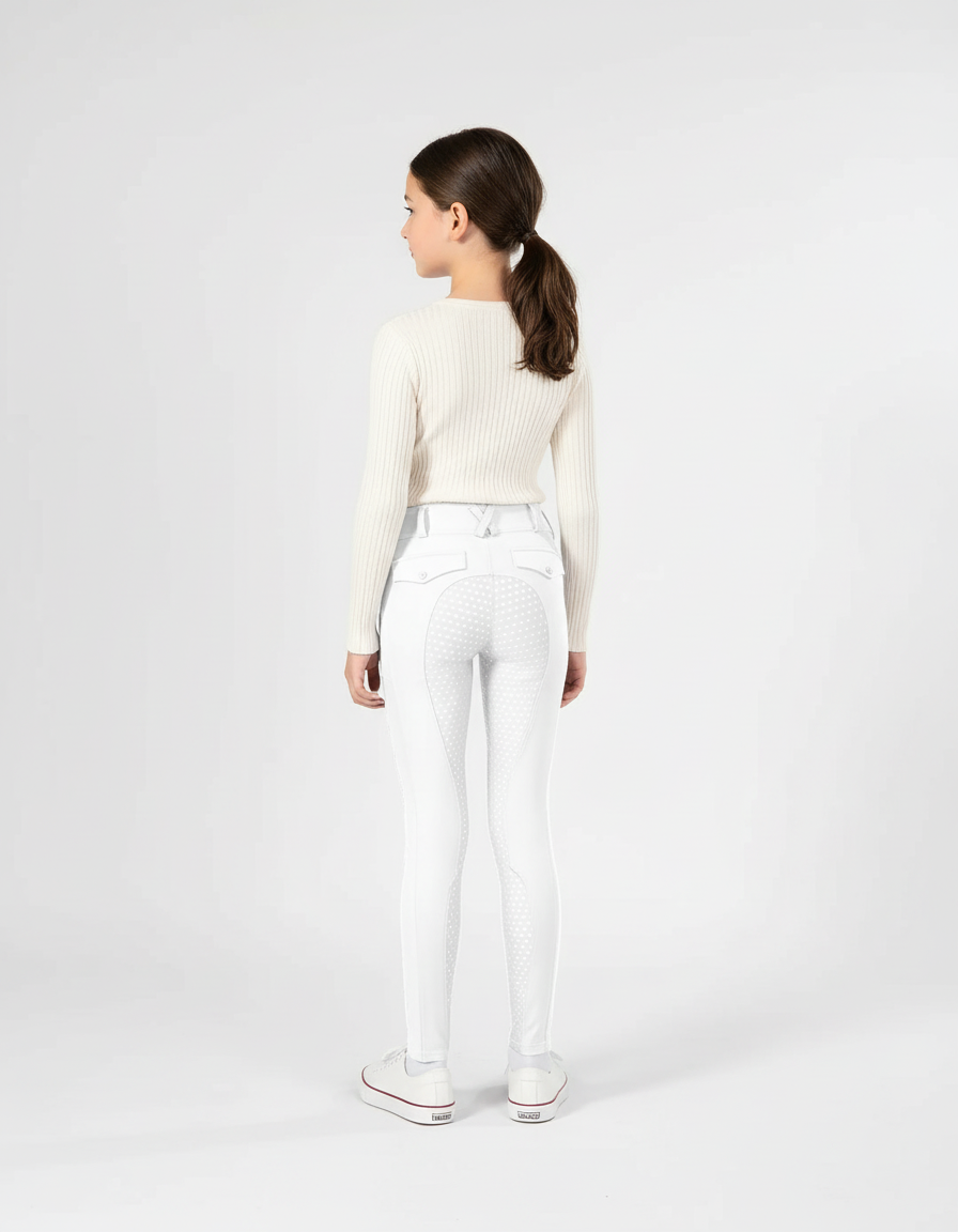 Pantalon Blanc Équestre Fille Slim Silicone Motif - Polyester