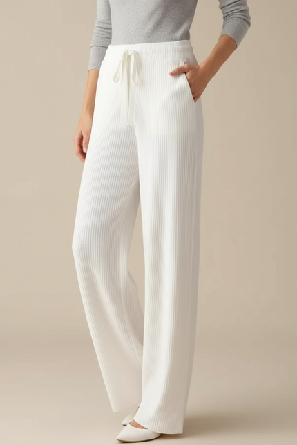 Pantalon Blanc Evase Femme - Maille