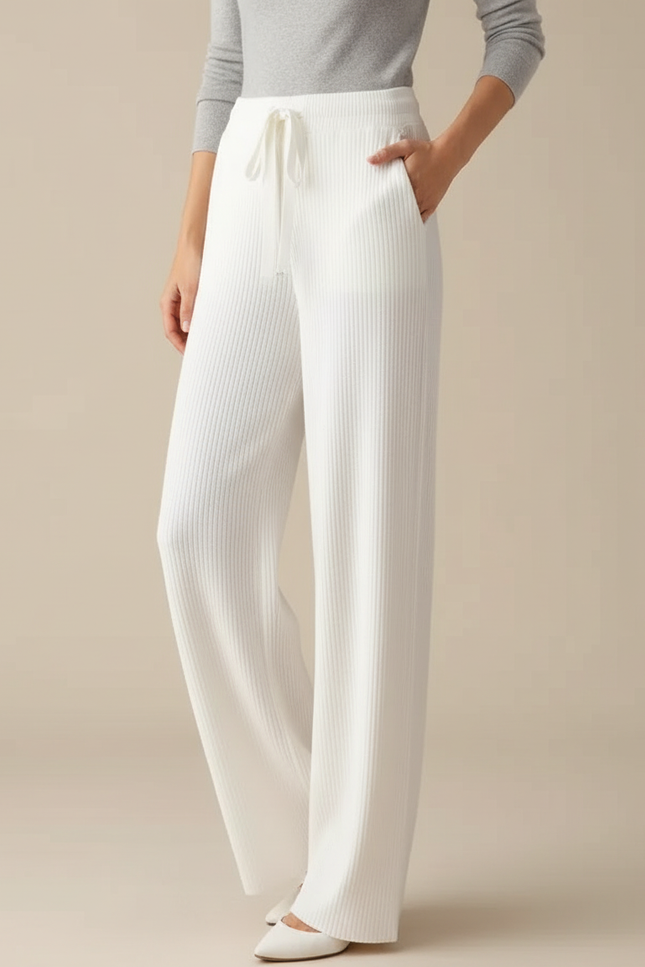 Pantalon Blanc Evase Femme - Maille