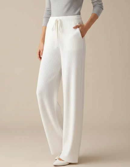 Pantalon Blanc Evase Femme - Maille