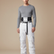 Pantalon Blanc Cargo Ample Imperméable Ceinture Noire - Polyester