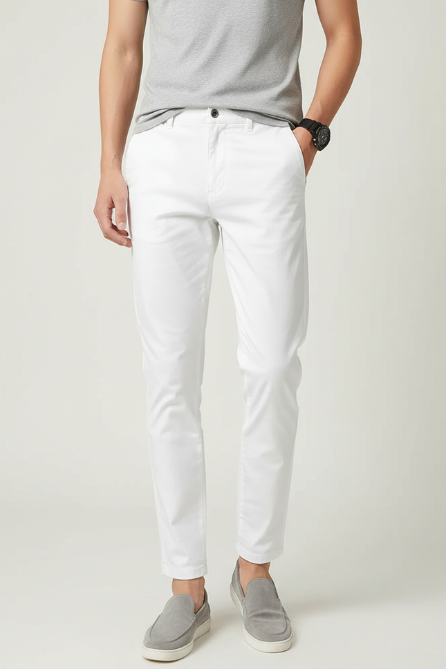 Pantalon Blanc Homme Décontracté Slim Coton