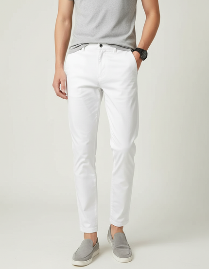 Pantalon Blanc Homme Décontracté Slim Coton