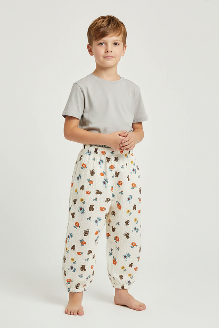 Pantalon Blanc Fleuri - Coton