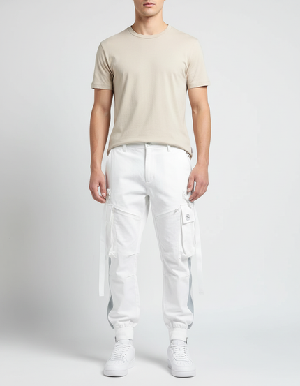 Pantalon Blanc Cargo Homme Streetwear Jogger - Gabardine