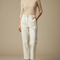 Pantalon Blanc Écru Décontracté Coton Femme - Toile