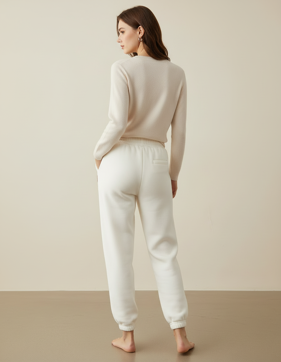 Pantalon Blanc Molletonné Confortable Décontracté Femme Chaud - vue 2