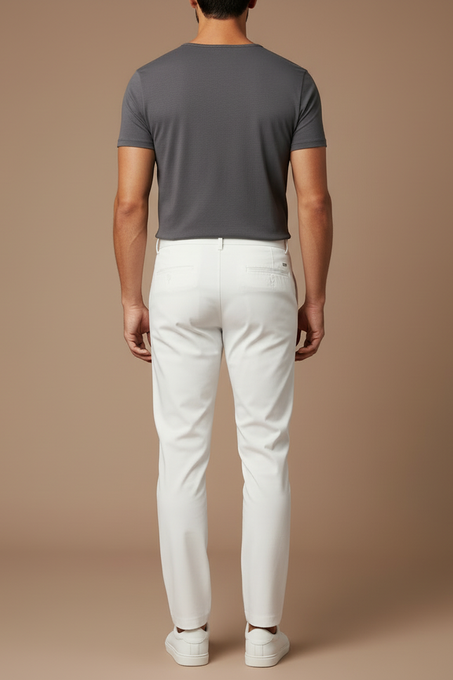 Pantalon Blanc Homme Slim Coton Décontracté Élégant - vue 2