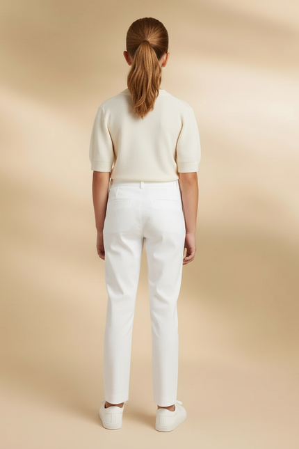 Pantalon Blanc Droit Classique Simple Fille - Gabardine - vue 2