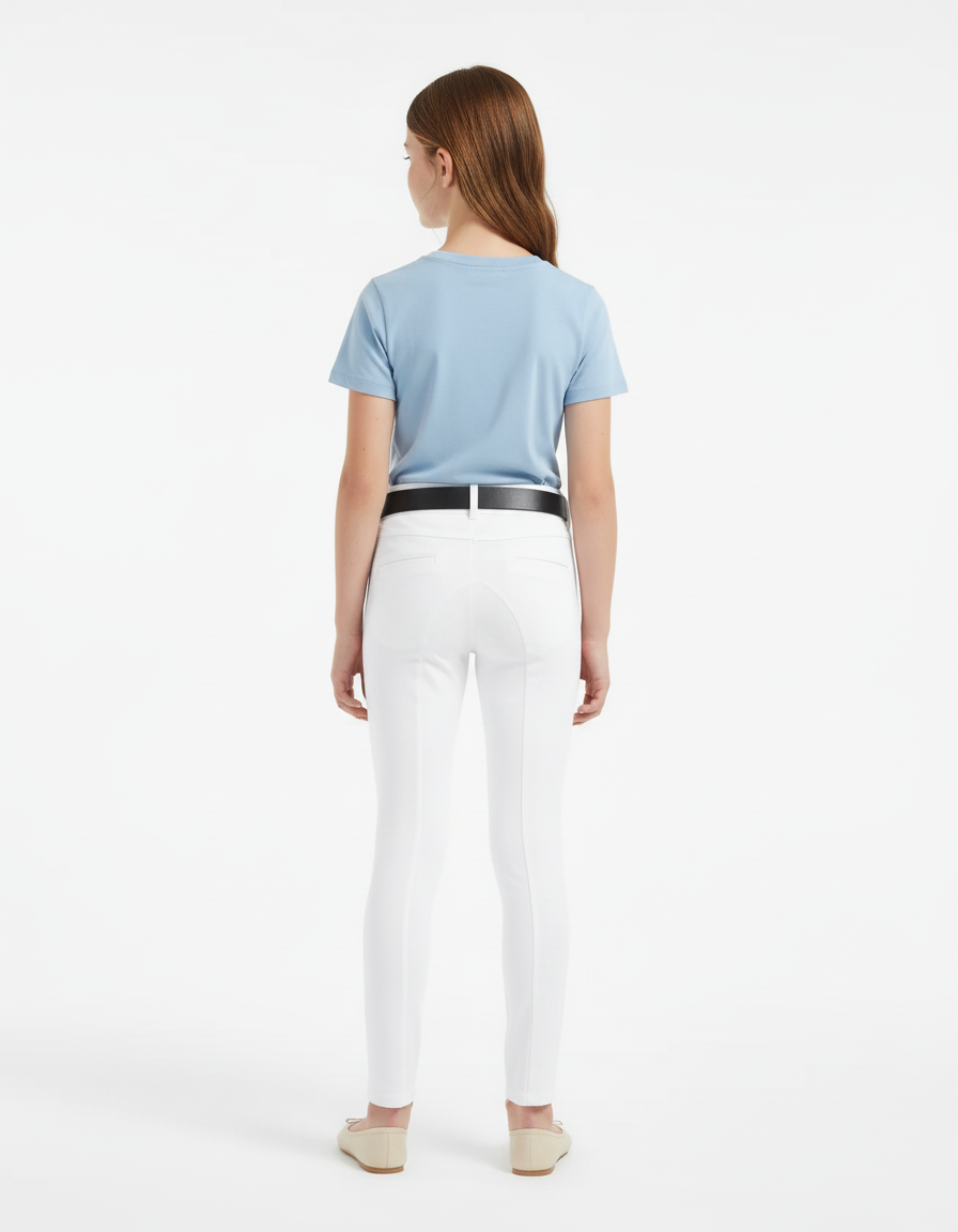 Pantalon Blanc Équestre Slim Confortable Fille - Polyester - vue 2