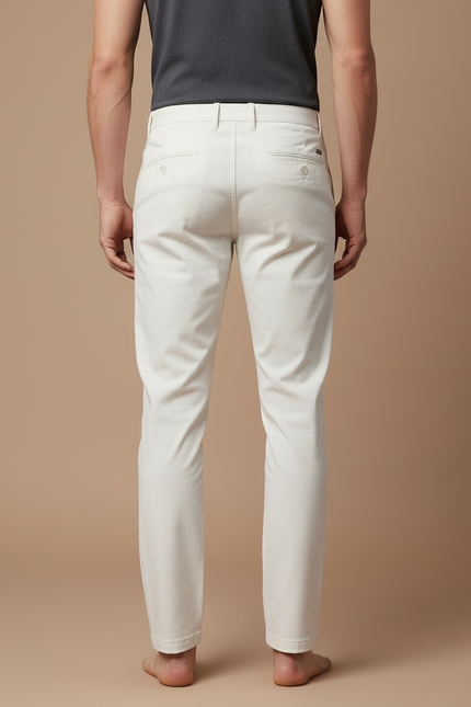 Pantalon Blanc Homme Droit Décontracté Coton Élégant - vue 2
