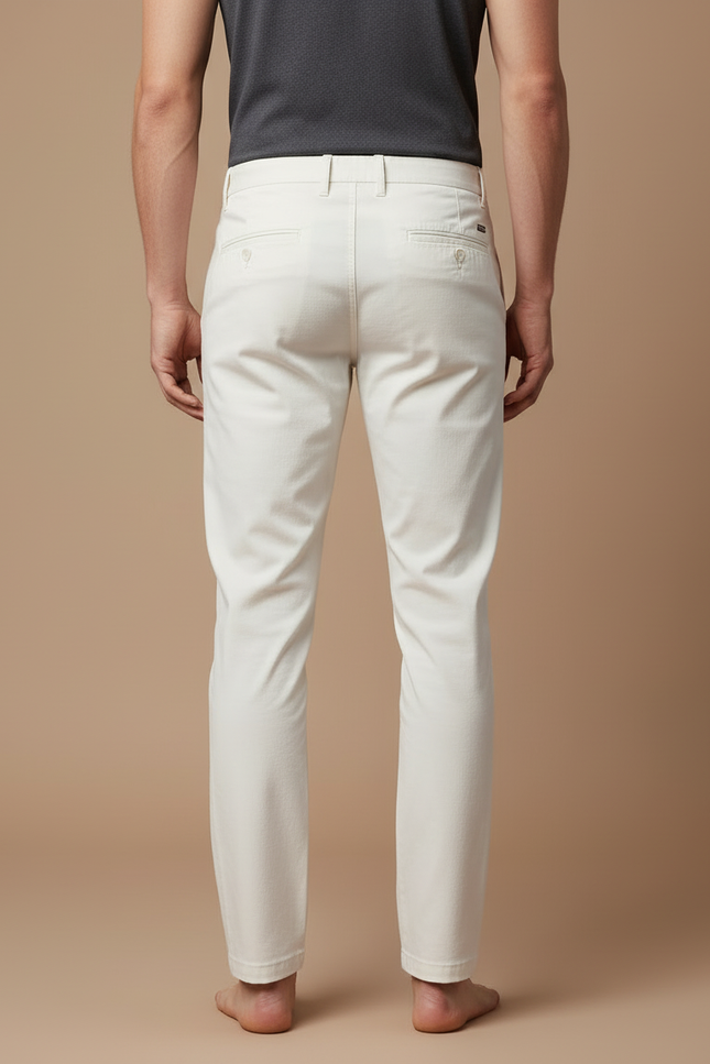 Pantalon Blanc Homme Droit Décontracté Coton Élégant - vue 2