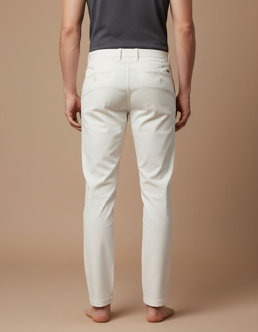 Pantalon Blanc Homme Droit Décontracté Coton Élégant - vue 2