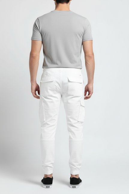 Pantalon Blanc Cargo Cordon Confortable Sport Homme - Toile - vue 2