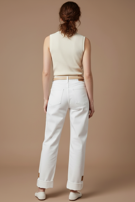 Pantalon Blanc Jean Droit Décontracté Femme - vue 2