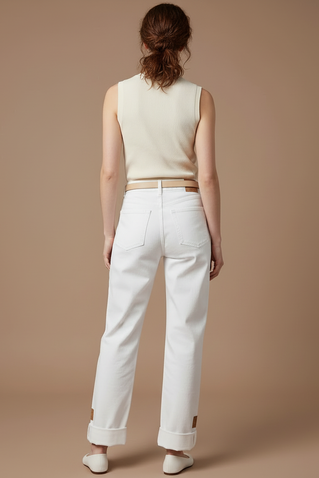 Pantalon Blanc Jean Droit Décontracté Femme - vue 2