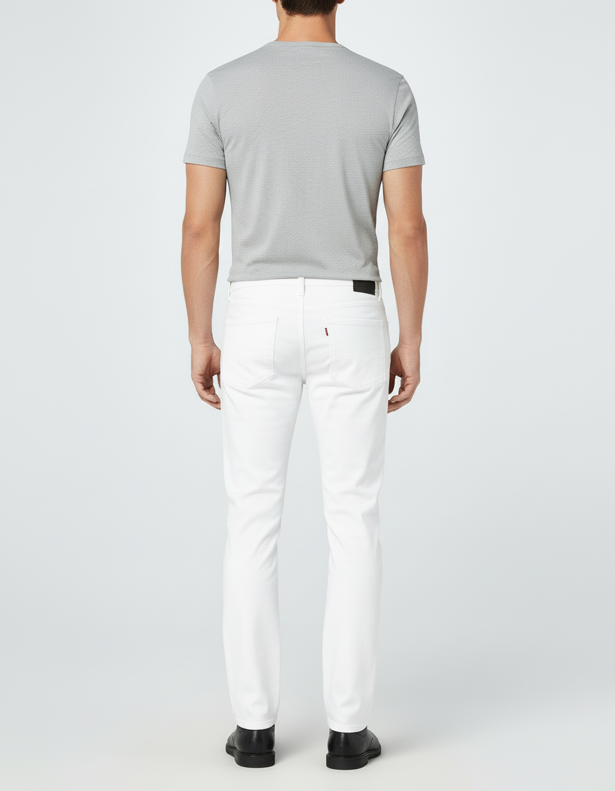 Pantalon Blanc Homme Droit Classique Décontracté Coton - vue 2