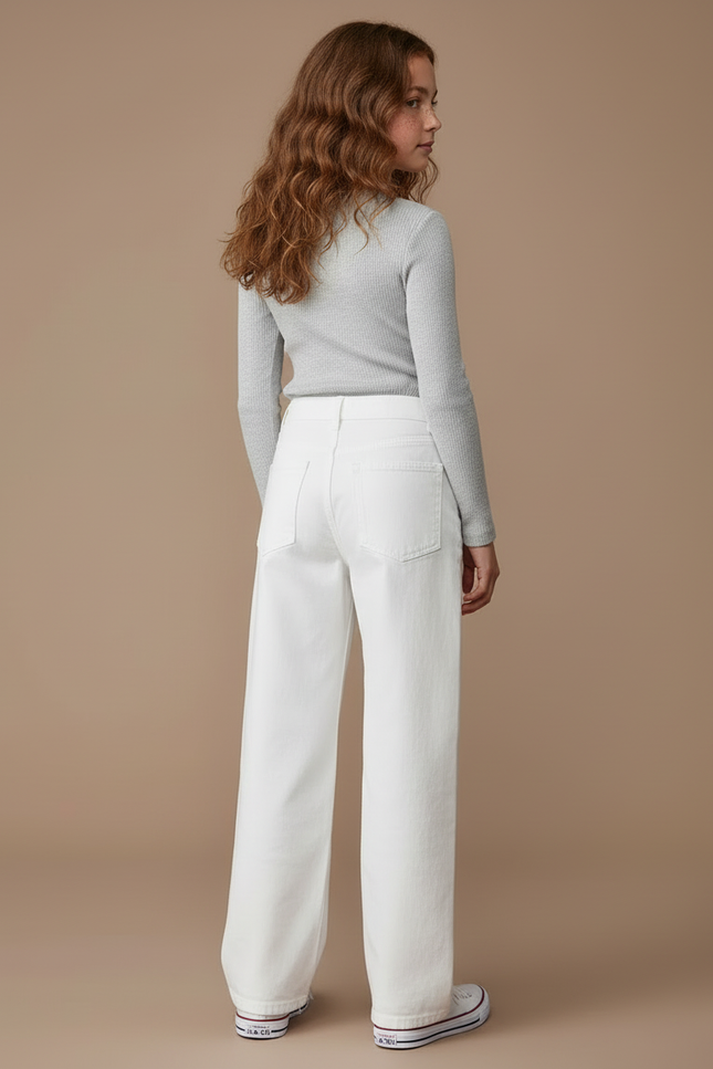 Pantalon Blanc Jean Droit Fille Décontracté - vue 2