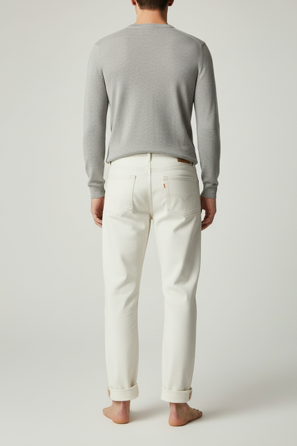 Pantalon Blanc Écru Droit Décontracté Homme - Jean - vue 2