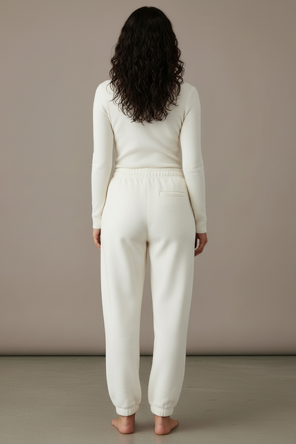 Pantalon Fitness Blanc - Molleton - vue 2