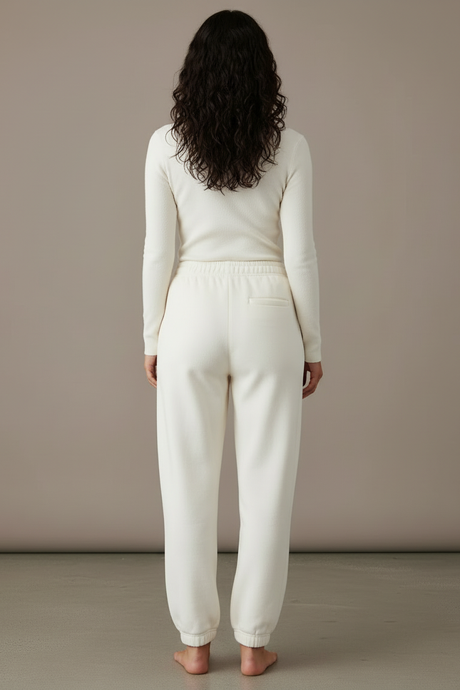 Pantalon Fitness Blanc - Molleton - vue 2