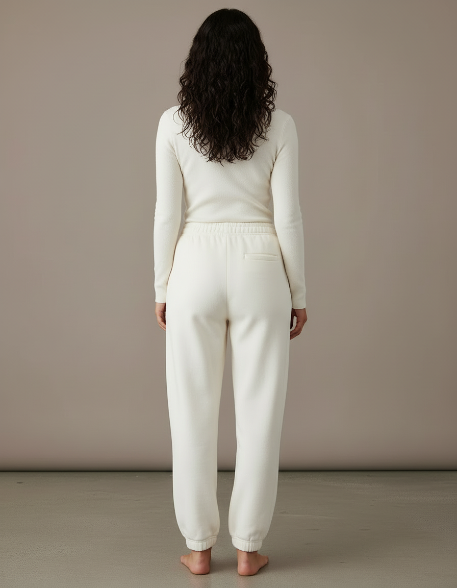 Pantalon Fitness Blanc - Molleton - vue 2