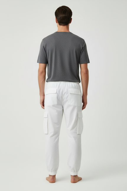 Pantalon Cargo Homme Blanc - Toile - vue 2