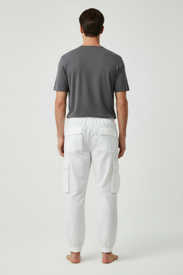 Pantalon Cargo Homme Blanc - Toile - vue 2