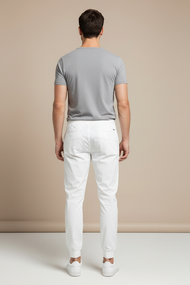 Pantalon Blanc Jogging Cordon Homme Coton Casual - vue 2