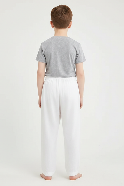 Pantalon Blanc Ample Coton Confortable Enfant - Lin - vue 2