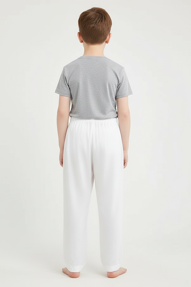 Pantalon Blanc Ample Coton Confortable Enfant - Lin - vue 2