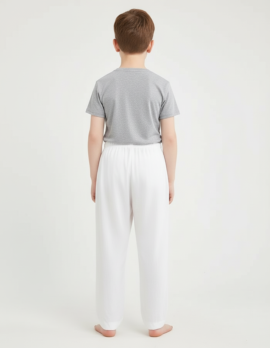 Pantalon Blanc Ample Coton Confortable Enfant - Lin - vue 2