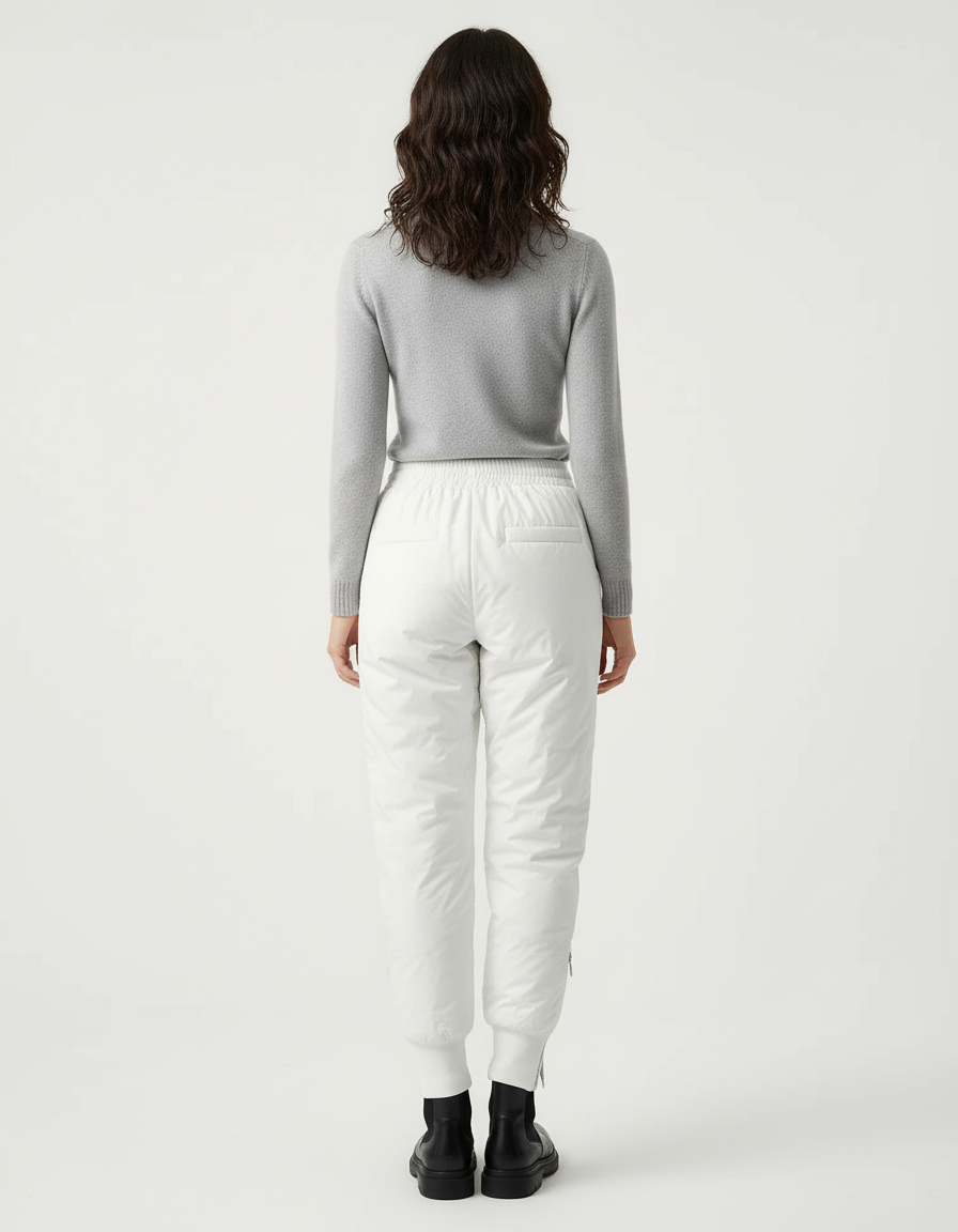 Pantalon Blanc Matelassé Hiver Chaud Décontracté Épais Neige - Polyester - vue 2