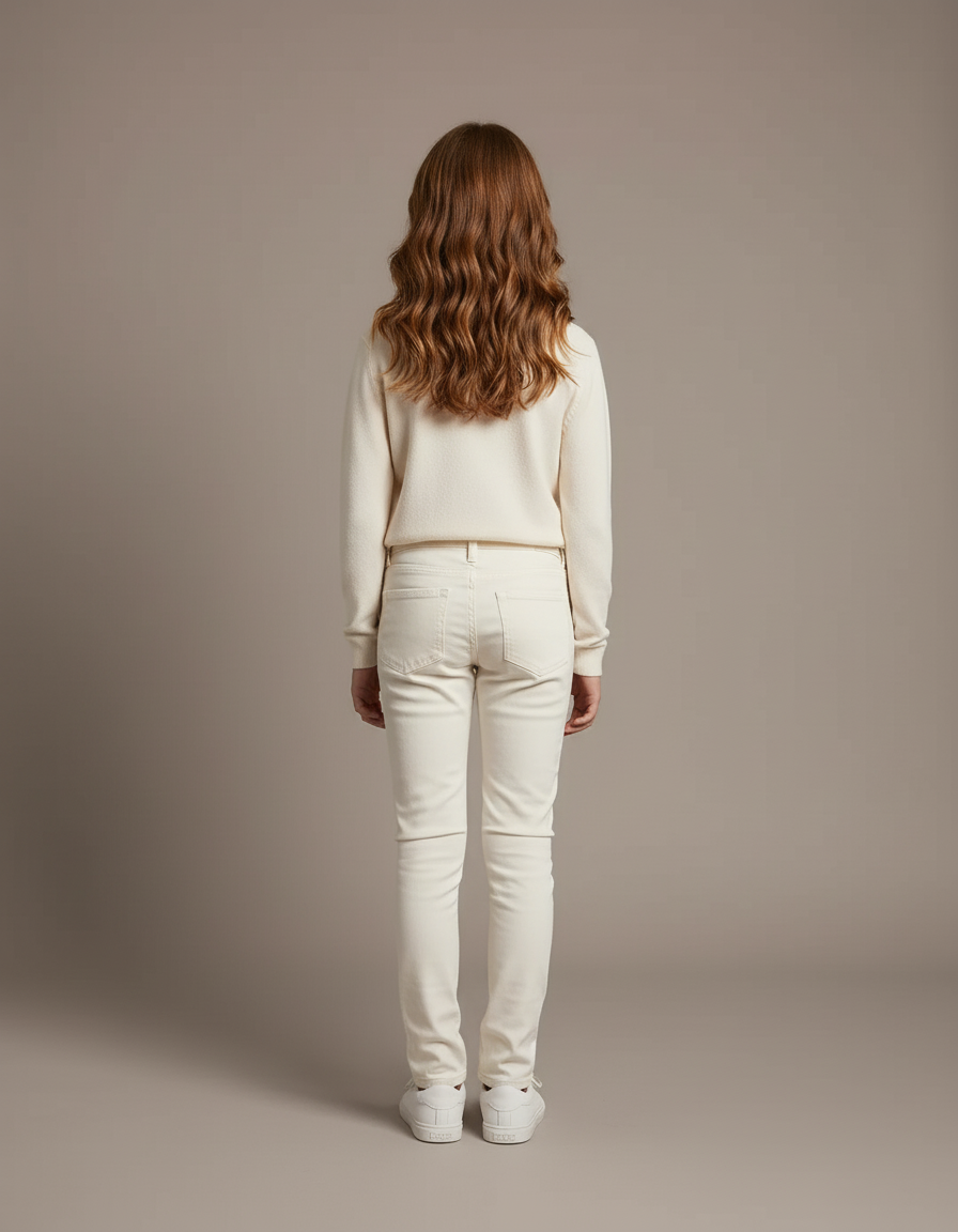 Pantalon Blanc Jeans Enfant Slim Moto Matelassé - vue 2