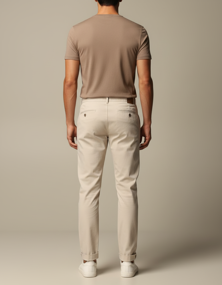 Pantalon Blanc Slim Coton Casual Homme - Beige Gabardine - vue 2