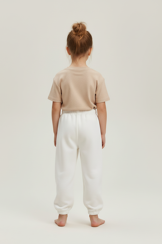 Pantalon Blanc Molletonné Coton Sport Enfant Décontracté - vue 2