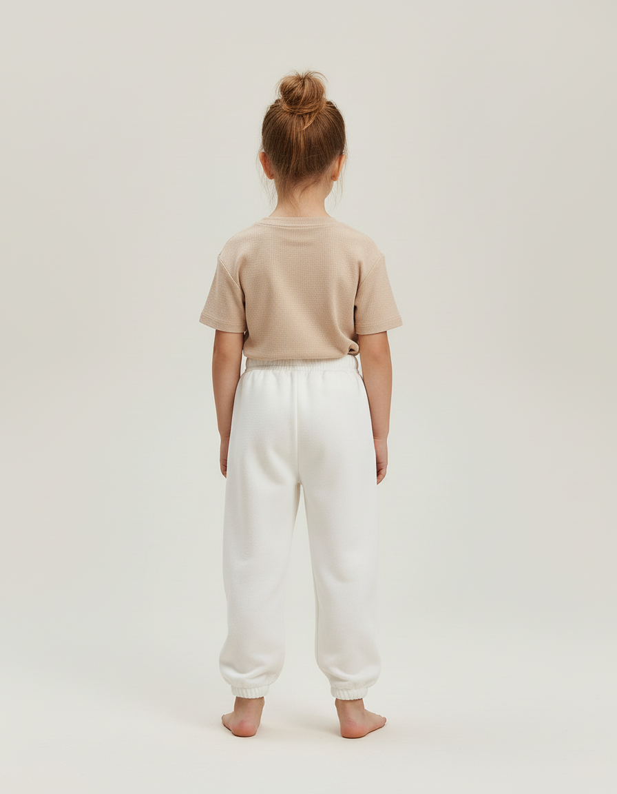Pantalon Blanc Molletonné Coton Sport Enfant Décontracté - vue 2