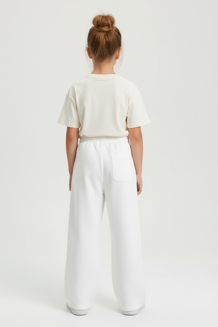 Pantalon Blanc Imprimé Graphique Décontracté Ample - Molleton - vue 2