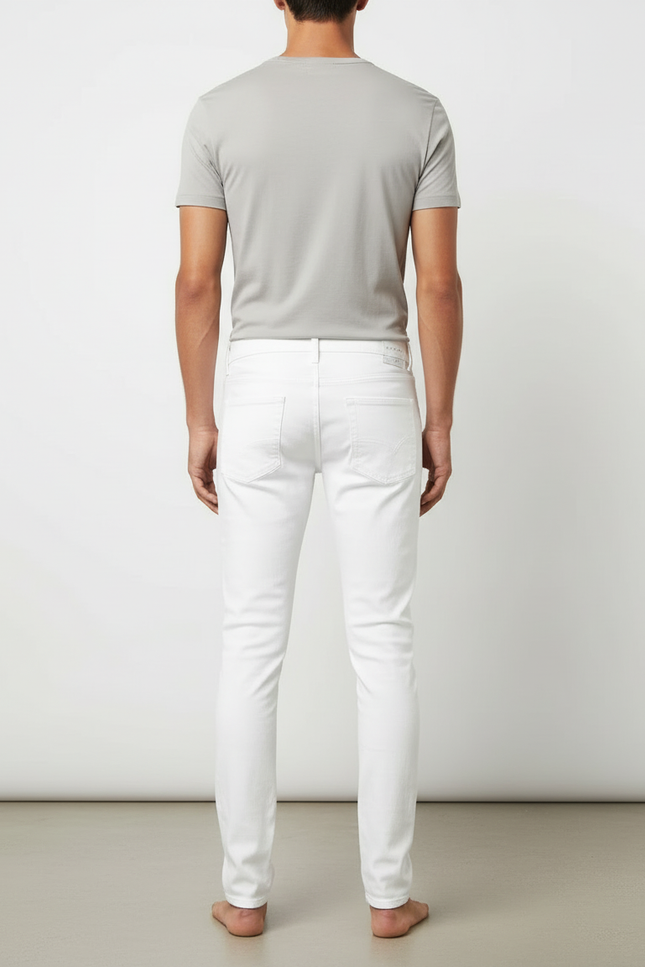 Pantalon Blanc Homme Slim Détruit Patché Décontracté - Jean - vue 2