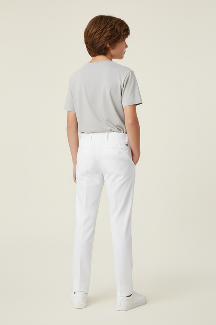 Pantalon Blanc Droit Élégant Garçon Classique - Gabardine - vue 2
