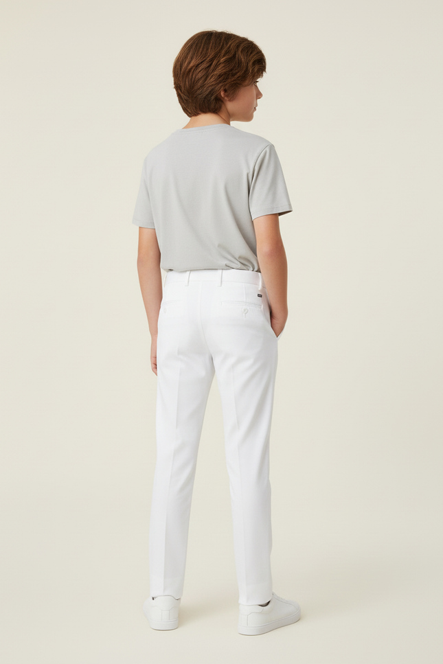 Pantalon Blanc Droit Élégant Garçon Classique - Gabardine - vue 2