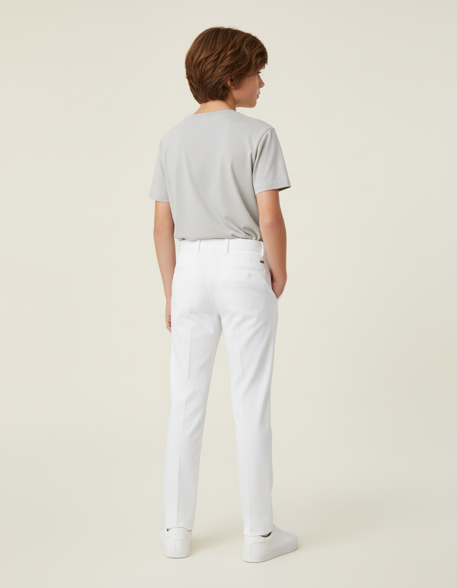 Pantalon Blanc Droit Élégant Garçon Classique - Gabardine - vue 2